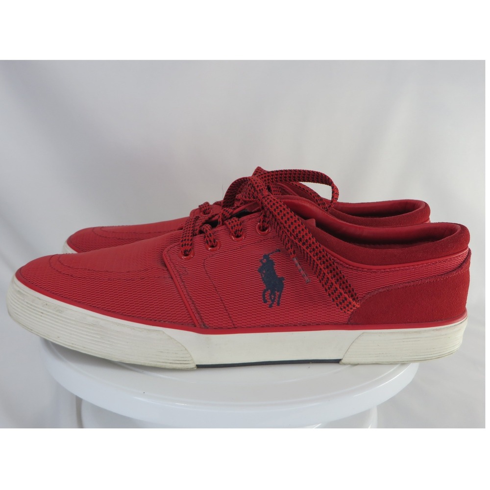 Polo Ralph Lauren Faxon Low Red Mesh Suede Sneakers Mens 10.5D 13297